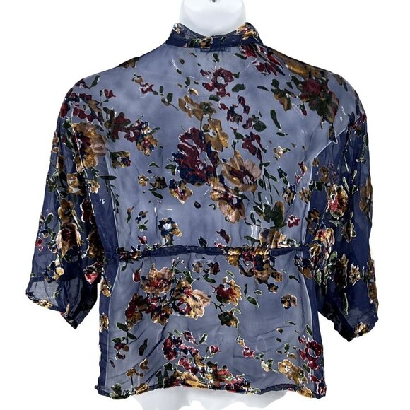 Velvet Burnout Floral Sheer Kimono Top Women S Artsy Boho Whimsigoth FairyGrunge - Picture 4 of 16